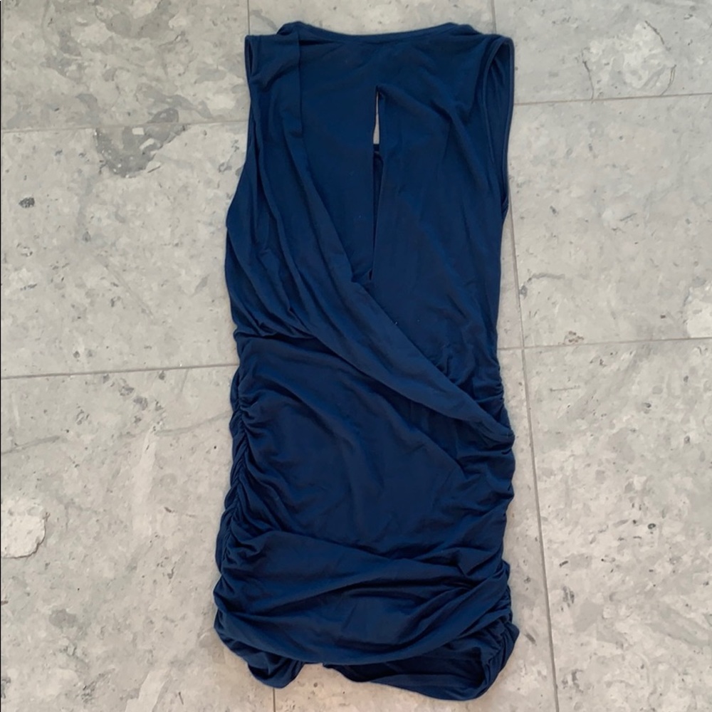 Krisa Navy Ruched Sleeveless Mini Dress - sz S - Picture 4 of 5